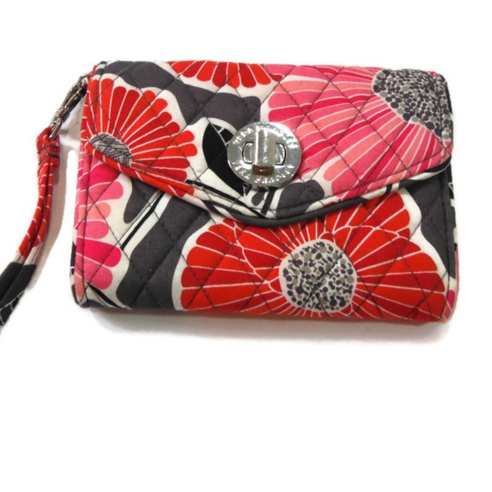 Vera Bradley Flowered Wristlet Wallet With Strap